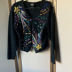 Frederick's of Hollywood Classic Black embellished Sweater small